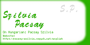 szilvia pacsay business card